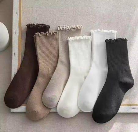 6'lı Ekonomik Paket Fırfırlı Kolej Tenis Çorap Set