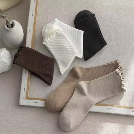 6'lı Ekonomik Paket Fırfırlı Kolej Tenis Çorap Set