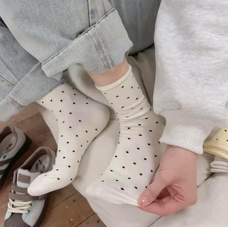 6'lı Ekonomik Paket Puantiye Desenli Soket Çorap Set