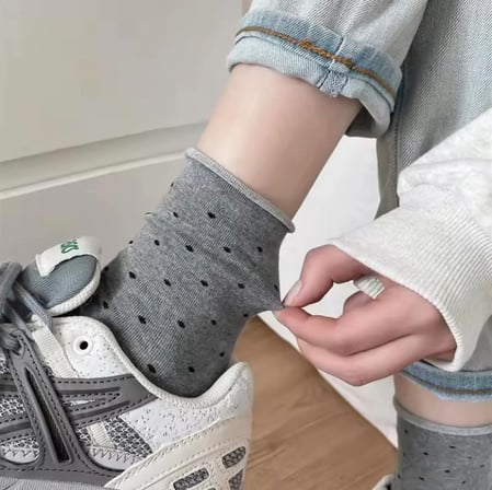 6'lı Ekonomik Paket Puantiye Desenli Soket Çorap Set