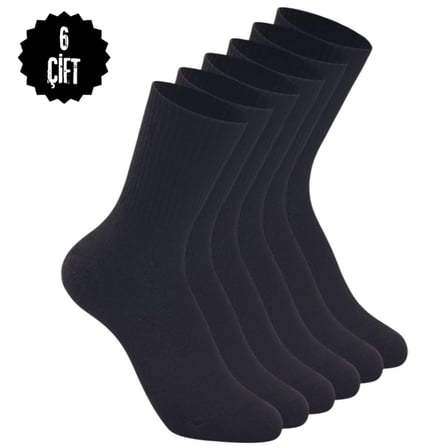 6'lı Ekonomik Paket Düz Kolej Tenis Çorap Set