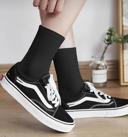 6'lı Ekonomik Paket Düz Kolej Tenis Çorap Set