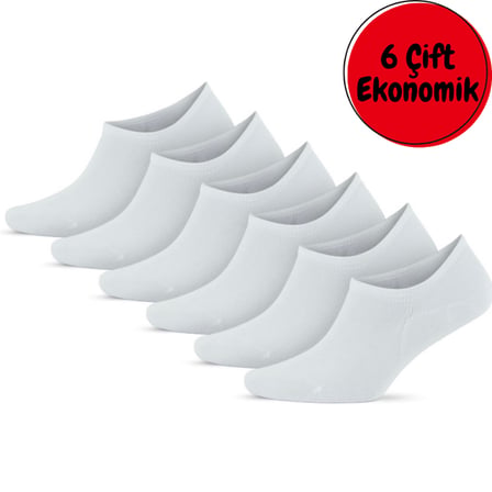 6'lı Ekonomik Paket Düz Renk Kısa Görünmez Sneaker Çorap Set