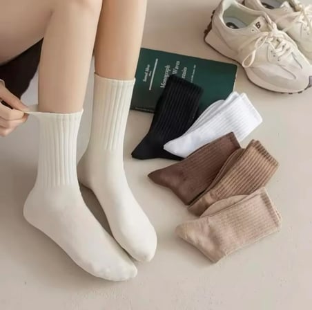 6'lı Ekonomik Paket Düz Renk Kolej Tenis Çorap Set
