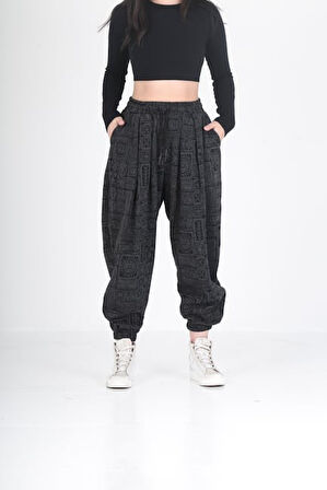 Lahit Desenli Pileli Jogger Pantolon