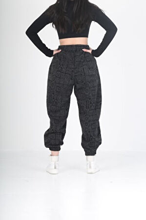 Lahit Desenli Pileli Jogger Pantolon