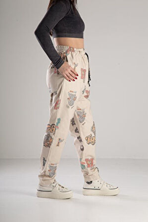 Tiger Desenli Gabardin Jogger Pantolon