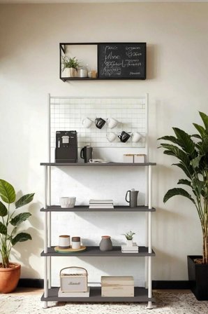 Çevir Kur Antrasit 4 Raflı Kahve Köşesi Dolabı | Mutfak Düzenleyici, Stand, 71x167x35 Cm