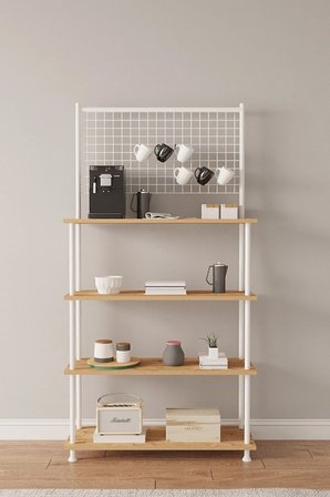 Çevir Kur Atlantik Çam 4 Raflı Beyaz Kahve Köşesi Dolabı | Mutfak Düzenleyici, Stand, 71x167x35 Cm