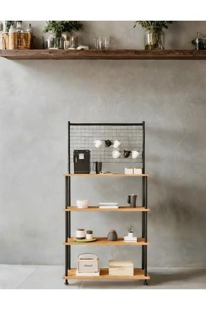 Çevir Kur Atlantik Çam 4 Raflı Kahve Köşesi Dolabı | Mutfak Düzenleyici, Stand, 71x167x35 Cm