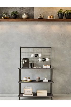 Çevir Kur Antrasit Raflı Kahve Köşesi Dolabı | Mutfak Düzenleyici, Stand, 71*134*35