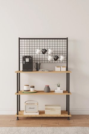 Çevir Kur Atlantik Çam Raflı Kahve Köşesi Dolabı | Mutfak Düzenleyici, Stand, 71*134*35