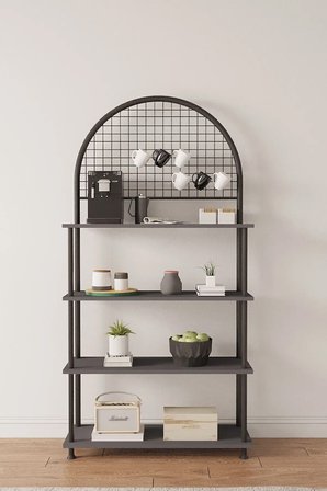 Çevir Kur Antrasit 4 Raflı Kahve Köşesi Dolabı | Mutfak Düzenleyici, Stand, 71x167x35 Cm