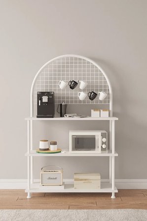Çevir Kur Beyaz Raflı Kahve Köşesi Dolabı | Mutfak Düzenleyici, Stand, 71*134*35