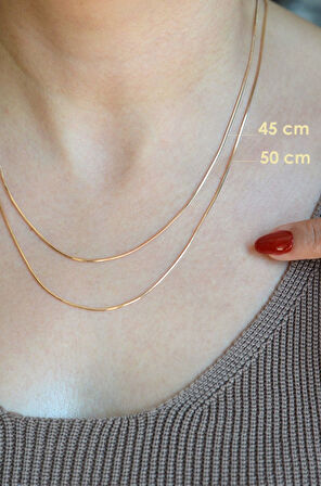 İnce İtalyan Zincir Rose Gold Renk 50 cm