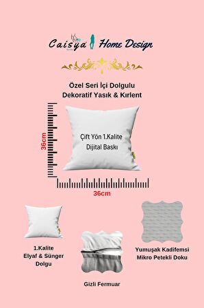 X HARFİ Baskılı Kişiye Özel Hediye İçi Dolgulu Dekoratif Yastık Kırlent