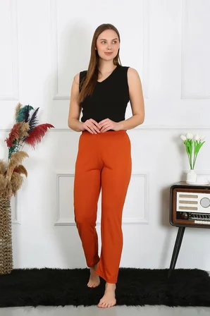 Kadın Pamuk Penye Tek Alt Pijama Kremit MERY WOMAN