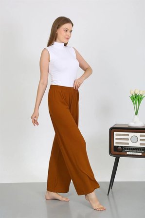 Kadın Bürümcük Kumaş Hafif-Esnek Pantolon 210074 Kahve MERY WOMAN