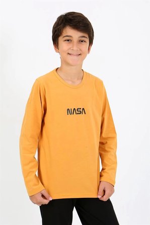 Erkek Çocuk Uzun Kol Penye Pijama Takım Sarı MERY WOMAN