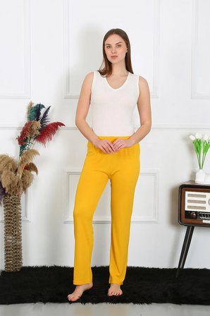 Kadın Pamuk Penye Tek Alt Pijama Sarı MERY WOMAN