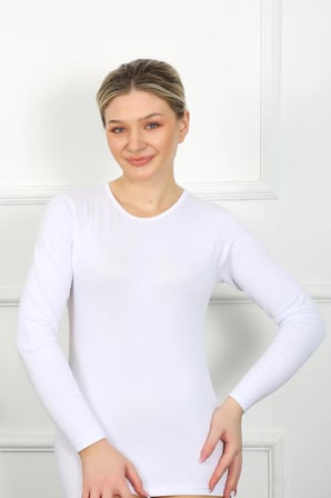 Bayan Uzun Kol Body Beyaz MERY WOMAN