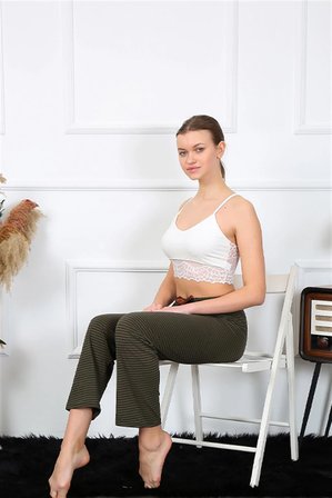 Kadın Pamuklu Alt Pijama Haki MERY WOMAN
