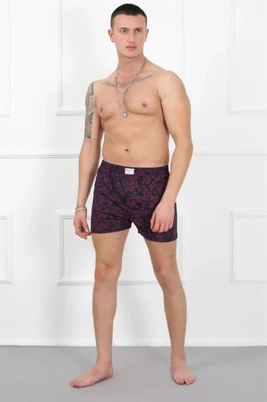 Erkek Penye Boxer Bordo - Lacivert MERY WOMAN