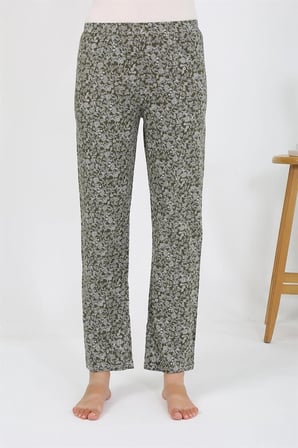 Kadın Penye Desenli Tek Alt Pijama Haki MERY WOMAN