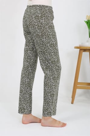 Kadın Penye Desenli Tek Alt Pijama Haki MERY WOMAN