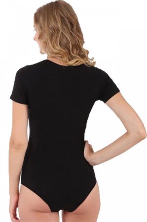 Bayan Kısa Kol Çıtçıtlı Body Siyah MERY WOMAN
