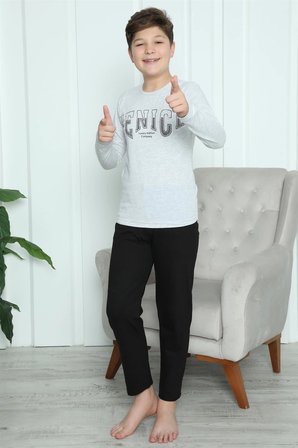 Erkek Çocuk Penye Pijama Takım Gri MERY WOMAN