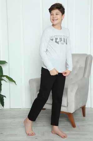 Erkek Çocuk Penye Pijama Takım Gri MERY WOMAN