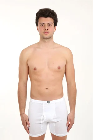 Erkek Paçalı Penye Boxer Beyaz MERY WOMAN