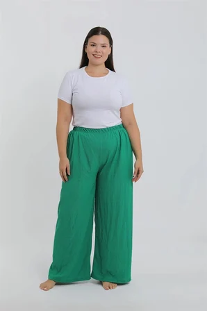 Kadın Büyük Beden Yeşil Rahat Kesim Baggy Tek Alt MERY WOMAN