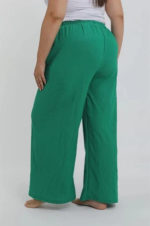 Kadın Büyük Beden Yeşil Rahat Kesim Baggy Tek Alt MERY WOMAN