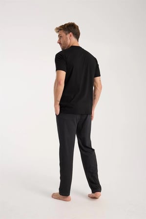 Erkek Füme Düğmeli Yaka Kısa Kol Pijama Takımı MERY WOMAN