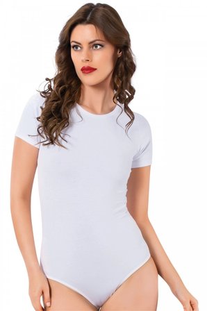 Bayan Kısa Kol Çıtçıtlı Body Beyaz MERY WOMAN
