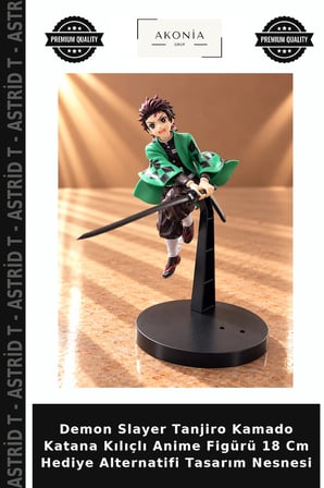 Demon Slayer Tanjiro Kamado Katana Kılıçlı Anime Figürü 18 Cm Hediye Alternatifi Tasarım Nesnesi