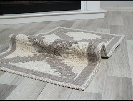 Pamuklu Kaymaz Taban Dikdörtgen Banyo Paspası – Yüksek Emici Pamuk Dokuma Banyo Halısı 50 x 80 Ölçülerinde