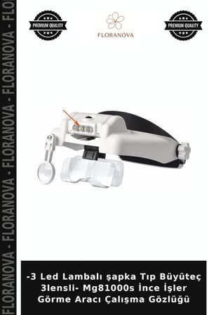 -3 Led Lambalı şapka Tıp Büyüteç 3lensli- Mg81000s İnce İşler Görme Aracı Çalışma Gözlüğü