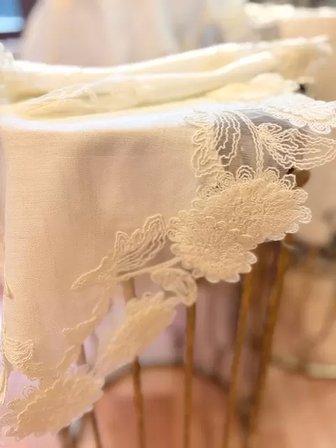 Bej Çeyizlik Flowers Model 5 Parça Keten Dantelli Salon Takımı Runner Seti
