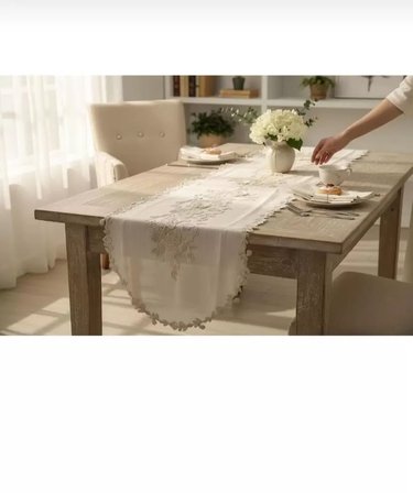 Simella Altın Simli İşlemeli Masa Runneri 50x140 cm Şık Masa Dekoru