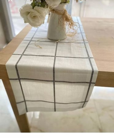 Masa Üzerine Runner, Masa Örtüsü Runneri Tek Runner Belena 30/130 cm Kahve Çizgili