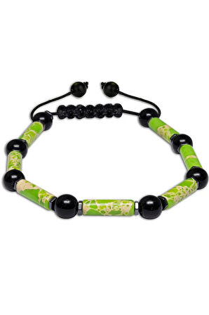 Sertifikalı Doğal Yeşil Varisit Oniks Hematit Taşı Bileklik