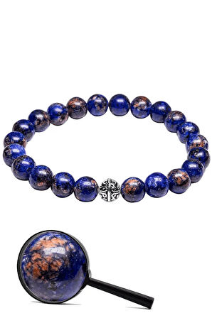 Sertifikalı Gümüş Aparatlı Doğal Avustralya Azurit Taşı Bileklik