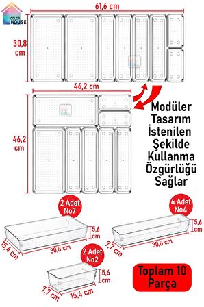 8'li Set Modüler Kepçelik Çekmece Içi Düzenleyici Kaşıklık Mutfak Makyaj Takı Banyo Ilaç Organizer