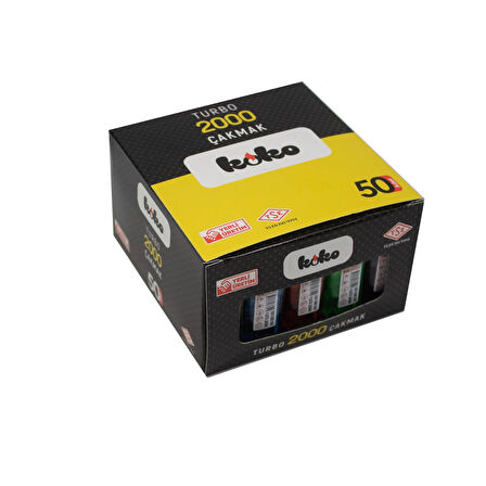 Çakmak Koko Turbo 2000 Rüzgarda Sönmeyen Solid Çakmak 50'li