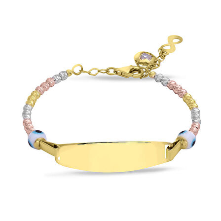 Dorika Toplu Altın Çocuk Bilezik Künye (CKN0022)