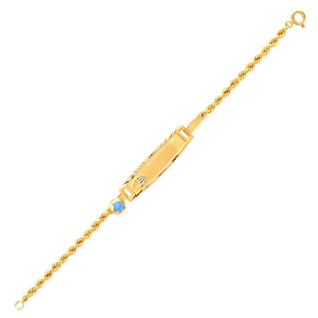 Kalpli Altın Halat Zincirli Çocuk Künyesi (CKN0028)