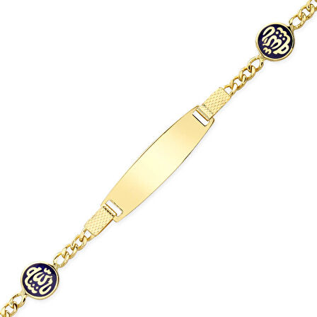 Altın İki Yanı Allah Yazılı Çocuk Künyesi (CKN0035)